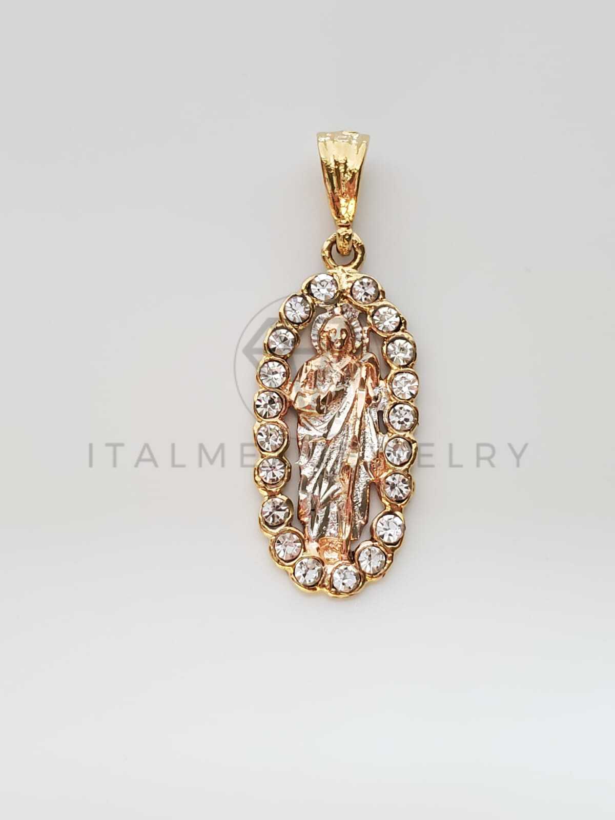 Dije Religioso - 100389.390.391.392.546.547 - Medalla San Judas con Circonia Tamaño Chico Oro Laminado 18K
