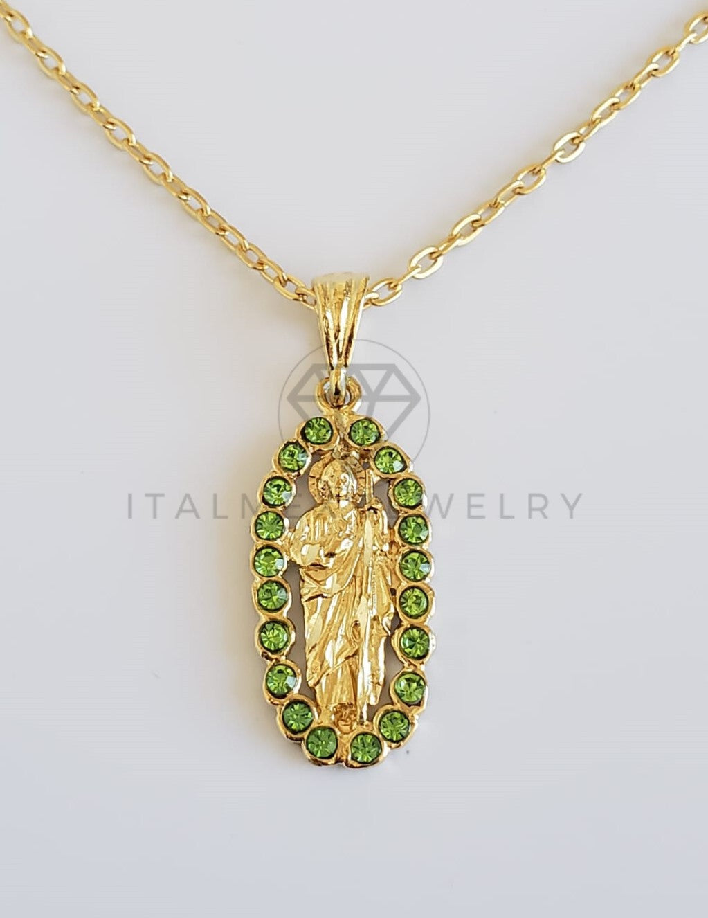 Dije Religioso - 100389.390.391.392.546.547 - Medalla San Judas con Circonia Tamaño Chico Oro Laminado 18K
