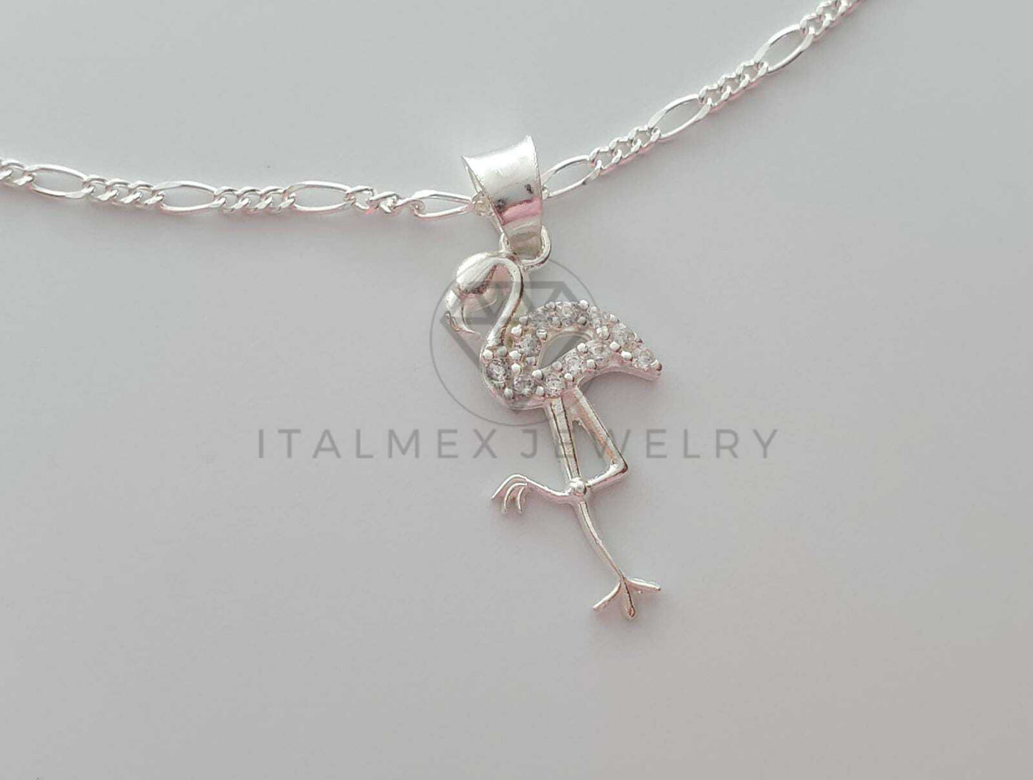 Dije No Religioso - 101924 - Diseño Flamingo CZ Clara Plata Fina .925