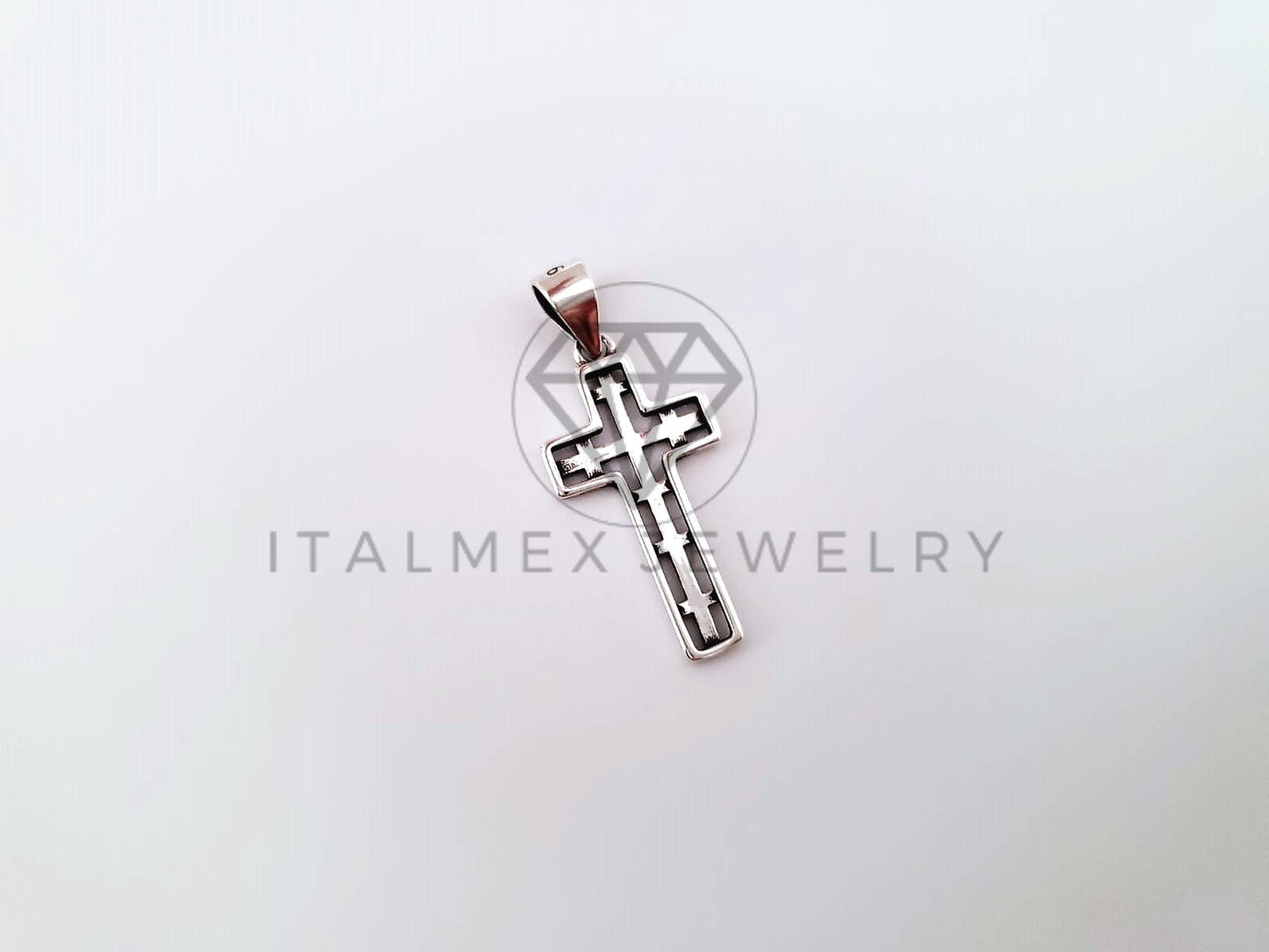 Dije Religioso - 104460 - Dije de Cruz con Cruces en Plata Fina .925