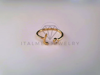 Anillo Dama de Lujo -103766 - Diseño Inicial "L" CZ Clara Oro Laminado 18K