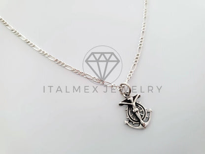 Dije Religioso - 104284 - Diseño Ancla Cristo Plata Fina .925