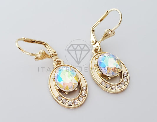 Arete de Lujo - 100743 - Diseño Redondo CZ Clara Oro Laminado 18K