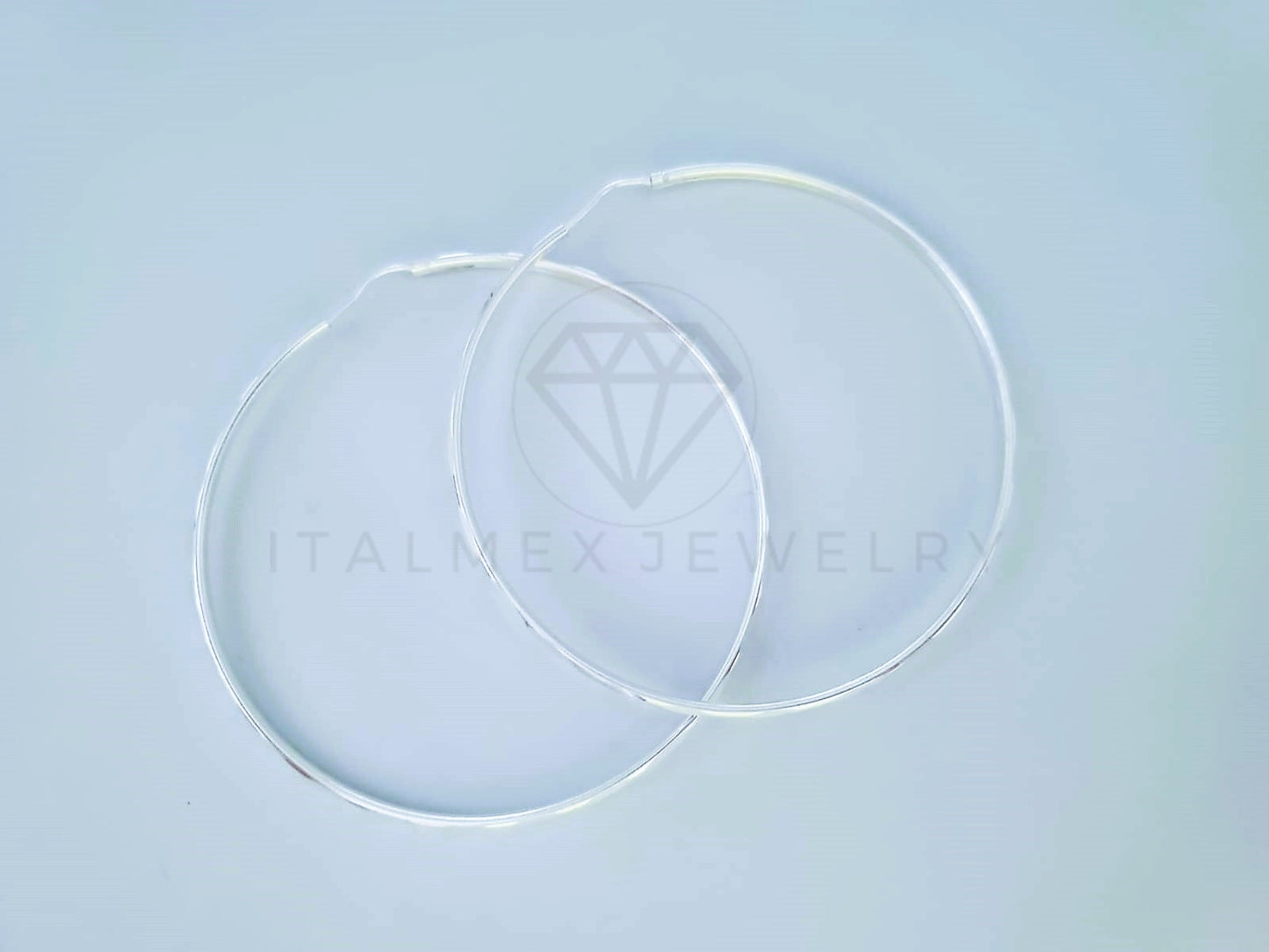 Arracada de Lujo - 104101 - Arracada de Tubo Celeste 70mm Plata Fina .925