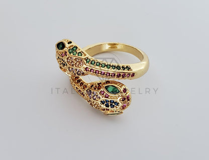 Anillo de Lujo - 101285 - Diseño Serpiente con CZ Colores Oro Laminado 18K