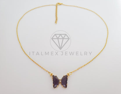Collar Elegante - 101577 - Collar Mariposa CZ Morada Oro Laminado 18K