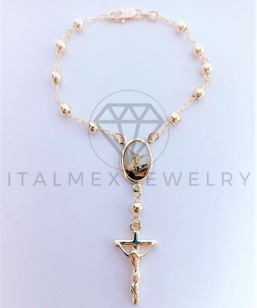 Pulsera Elegante - 102097 - Misterio Bola 5mm Arcángel Oro Laminado 18K