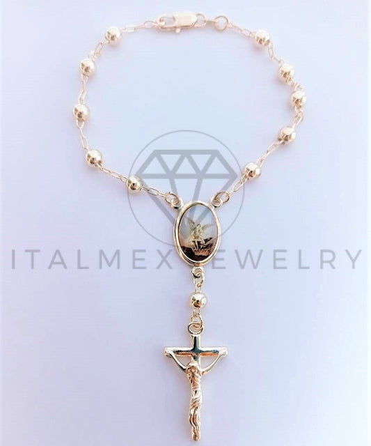 Pulsera Elegante - 102097 - Misterio Bola 5mm Arcángel Oro Laminado 18K