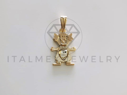 Dije de Lujo - 102269 - Dije Niña Corazón CZ Clara Tamaño Mini Oro Laminado 18K