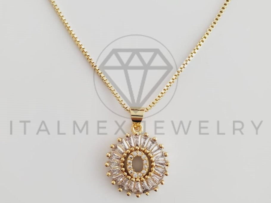 Collar Elegante - 102322 - Collar Inicial "O" Con CZ Clara Oro Laminado 18K