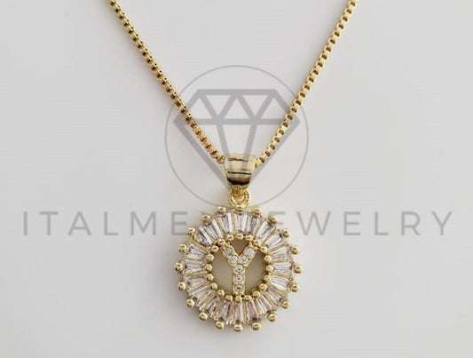 Collar Elegante - 102330 - Collar Inicial "Y" Con CZ Clara Oro Laminado 18K