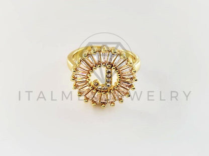 Anillo de Lujo - 102603 - Diseño Inicial "J" con CZ Clara Oro Laminado 18K