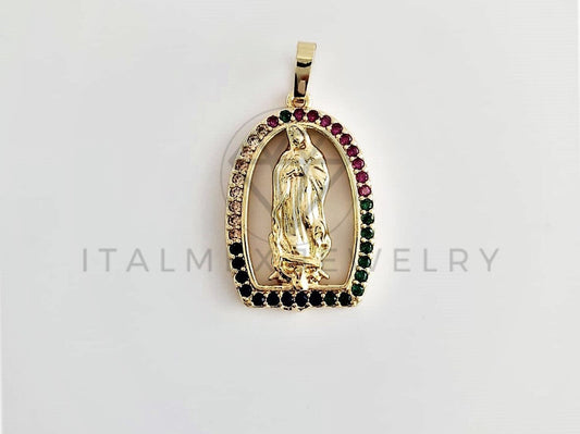 Dije Elegante - 102771 - Dije Virgen de Guadalupe CZ Color Tamaño Chico Oro Laminado 18K