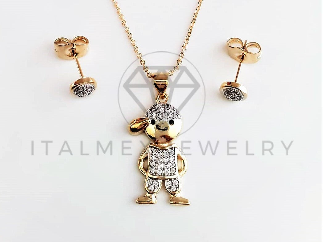 Juego de Lujo - 103040 - Diseño de Niño CZ Clara Oro Laminado 18K