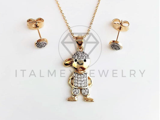 Juego de Lujo - 103040 - Diseño de Niño CZ Clara Oro Laminado 18K
