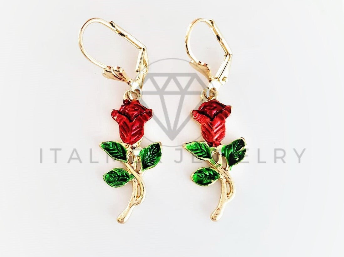 Arete de Lujo - 103068 - Arete Estilo Rosa Eterna Oro Laminado 18K