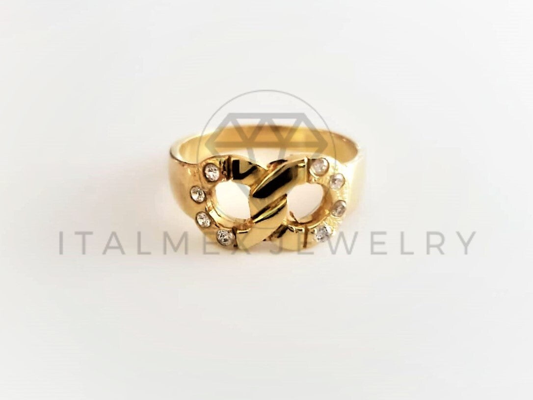 Anillo de Lujo - 103130 - Estilo Hebilla Infinito CZ Clara Dorado Oro Laminado 18K