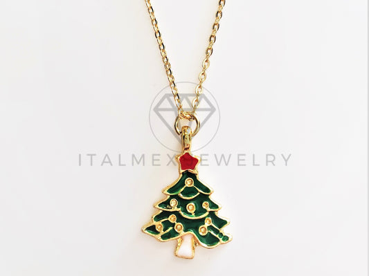 Collar Elegante - 103478 - Collar Pino Navideño Oro Laminado 18K