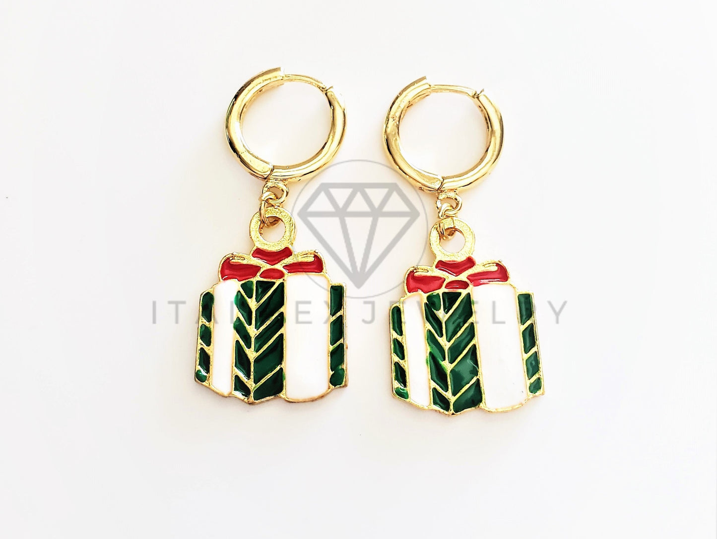 Arete de Lujo - 103488 - Diseño de Regalo Navideño Oro Laminado 18K