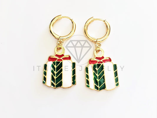 Arete de Lujo - 103488 - Diseño de Regalo Navideño Oro Laminado 18K