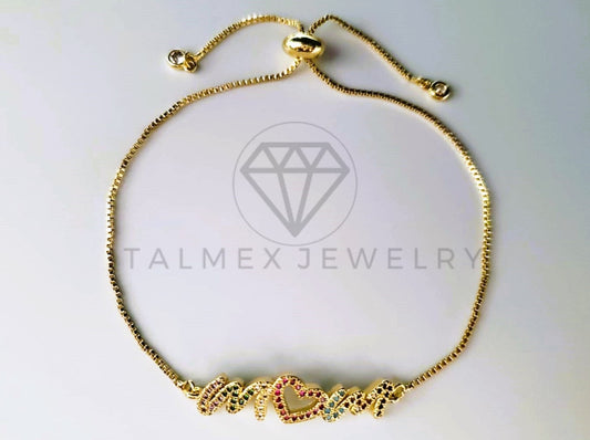 Pulsera de Lujo - 103713 - Diseño Ajustable Mom CZ Color Oro Laminado 18K