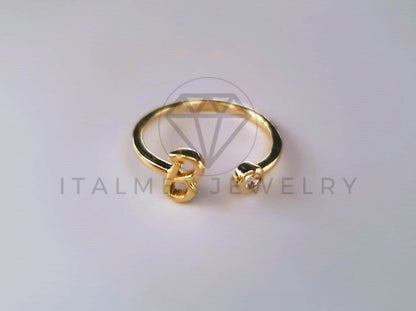 Anillo Dama de Lujo -103761 - Diseño Inicial "B" CZ Clara Oro Laminado 18K