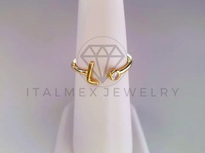 Anillo Dama de Lujo -103766 - Diseño Inicial "L" CZ Clara Oro Laminado 18K