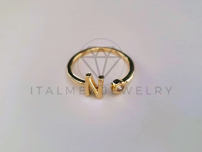Anillo Dama de Lujo -103767 - Diseño Inicial "N" CZ Clara Oro Laminado 18K