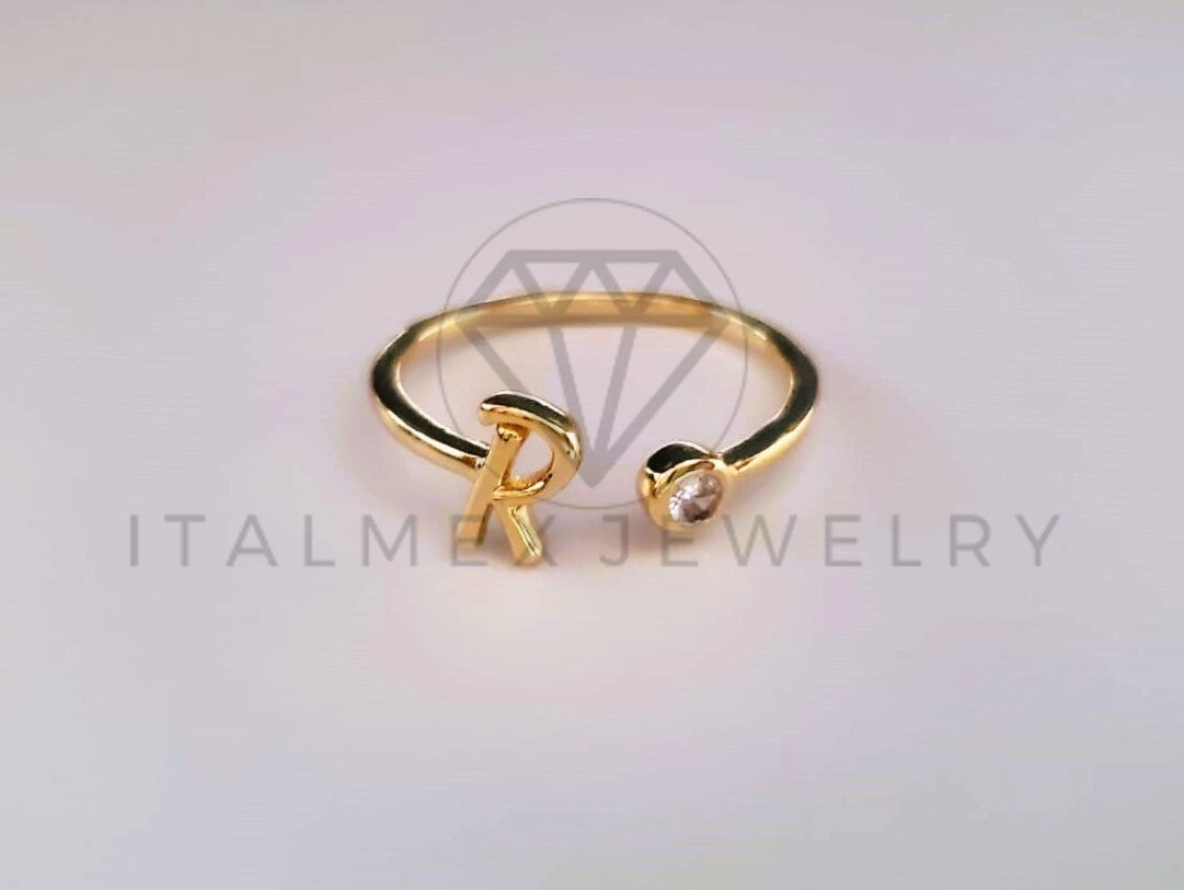 Anillo Dama de Lujo -103768 - Diseño Inicial "R" CZ Clara Oro Laminado 18K