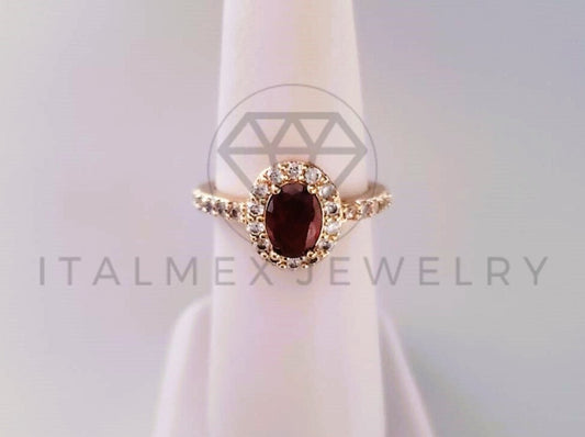 Anillo de Lujo - 103880 - Anillo Oval Biselado CZ Tinto Oro Laminado 18K