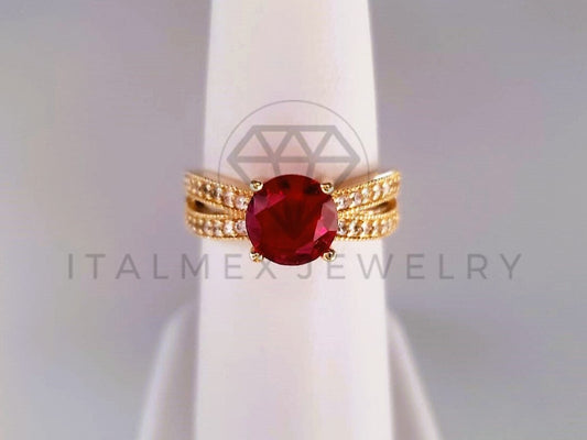 Anillo de Lujo - 103895 - Anillo CZ Roja Pavé Oro Laminado 18K