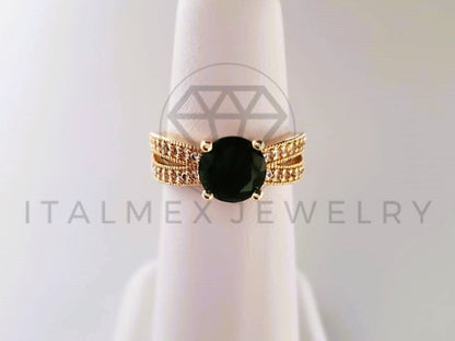 Anillo de Lujo - 103896 - Anillo Circonia Verde Pavé Oro Laminado 18K
