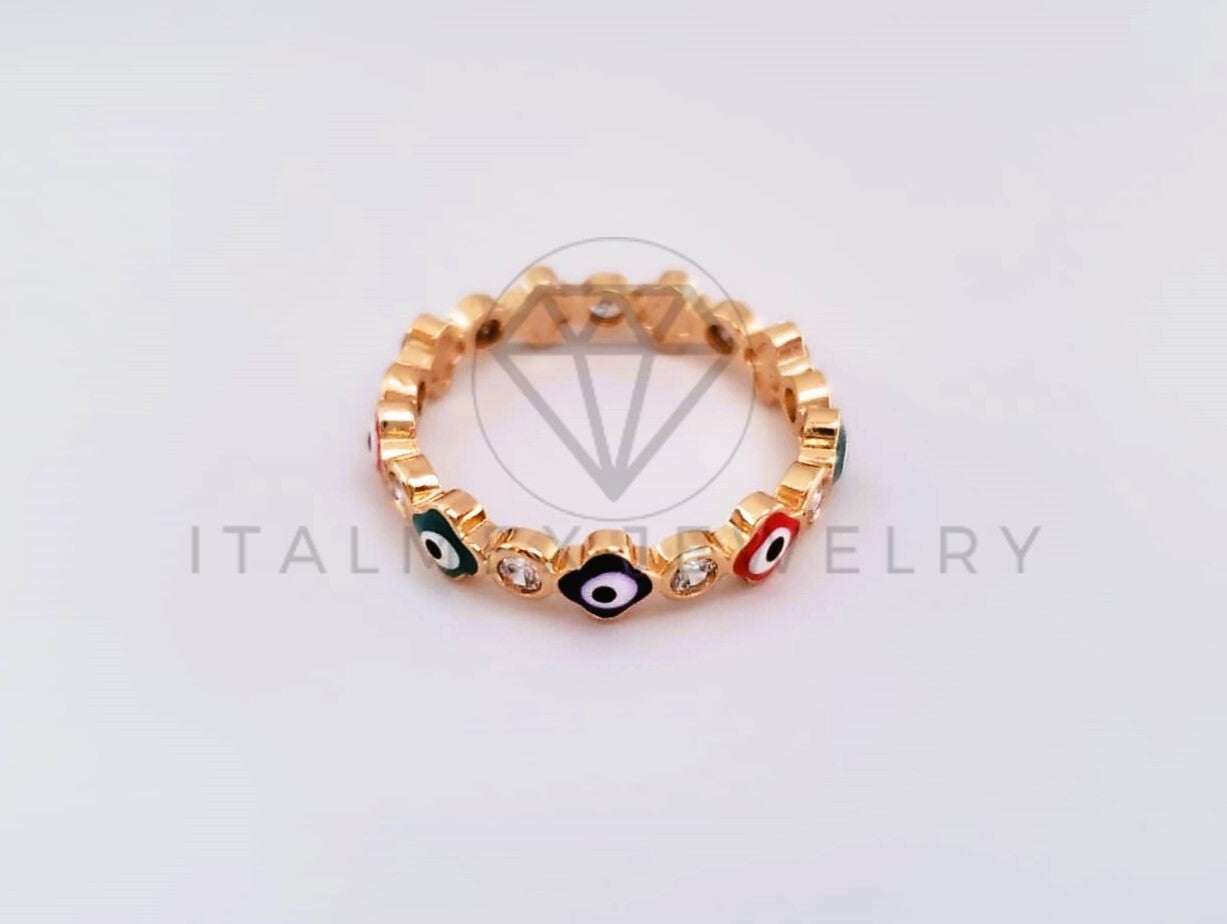 Anillo de Lujo - 103909 - Anillo Ojo Turco Flor Color Oro Laminado 18K