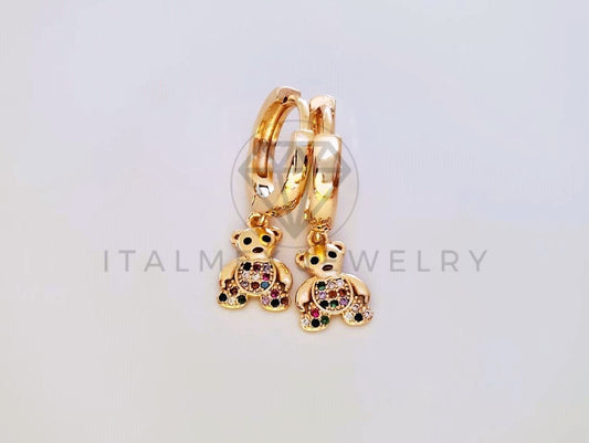 Huggie de Lujo - 104015 - Diseño Osito CZ Color Oro Laminado 18K