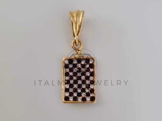 Dije de Lujo - 104246 - Dije Rectangular Elegante Circonia Tinta Oro Laminado 18K