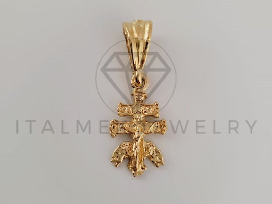 Dije Religioso - 104247 - Cruz de Caravaca Tamaño Mini Oro Laminado 18K