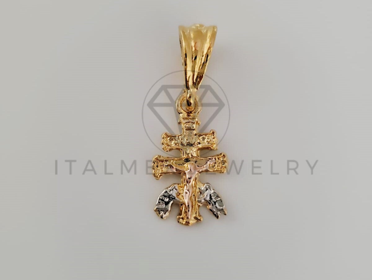 Dije Religioso - 104249 - Cruz de Caravaca Tamaño Mini Oro Laminado 18K