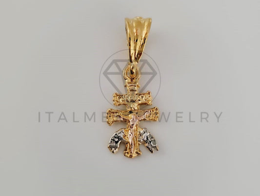 Dije Religioso - 104249 - Cruz de Caravaca Tamaño Mini Oro Laminado 18K