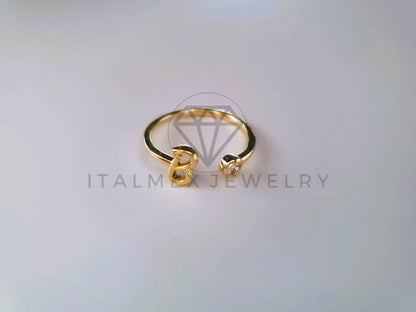 Anillo Dama de Lujo -103761 - Diseño Inicial "B" CZ Clara Oro Laminado 18K