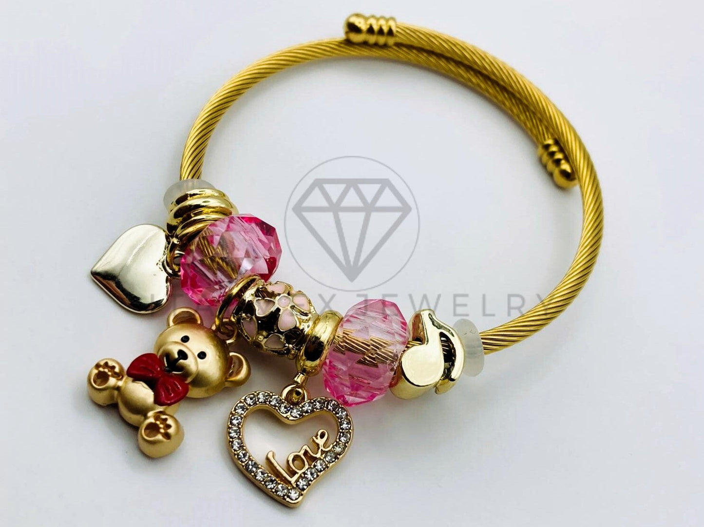 Pulsera de Lujo - 105652 - Pulsera PDR Osito y Corazon Love Oro Laminado 18K