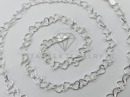 Cadena Corazon 4mm 18 Pulgadas Plata .925