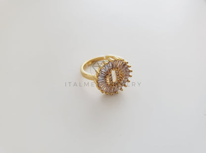 Anillo de Lujo - 102567 - Diseño Inicial "U" con CZ Clara Oro Laminado 18K