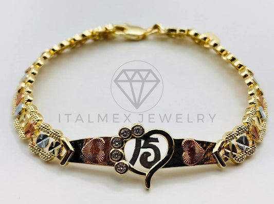 Pulsera de Lujo - 105646 - Esclava Placa Corazon 15 Oro Laminado 18K