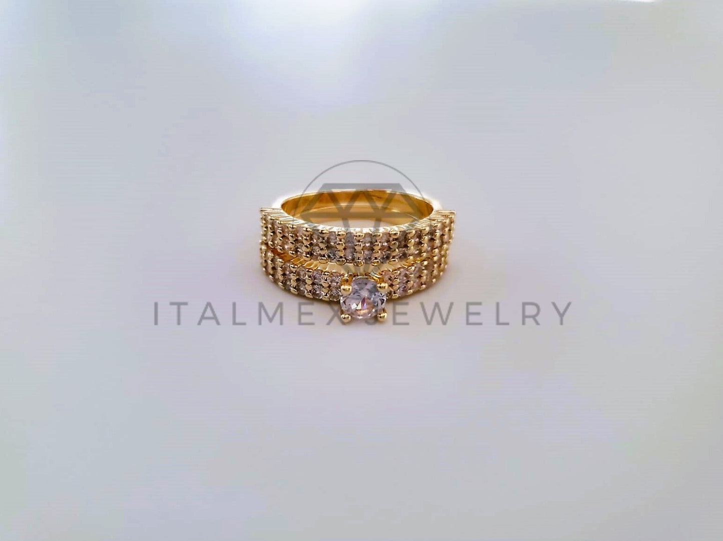Anillo Dama de Lujo - 104557 - Diseño Alianza CZ Clara Oro Laminado 18K