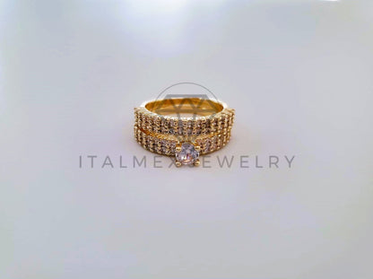 Anillo Dama de Lujo - 104557 - Diseño Alianza CZ Clara Oro Laminado 18K