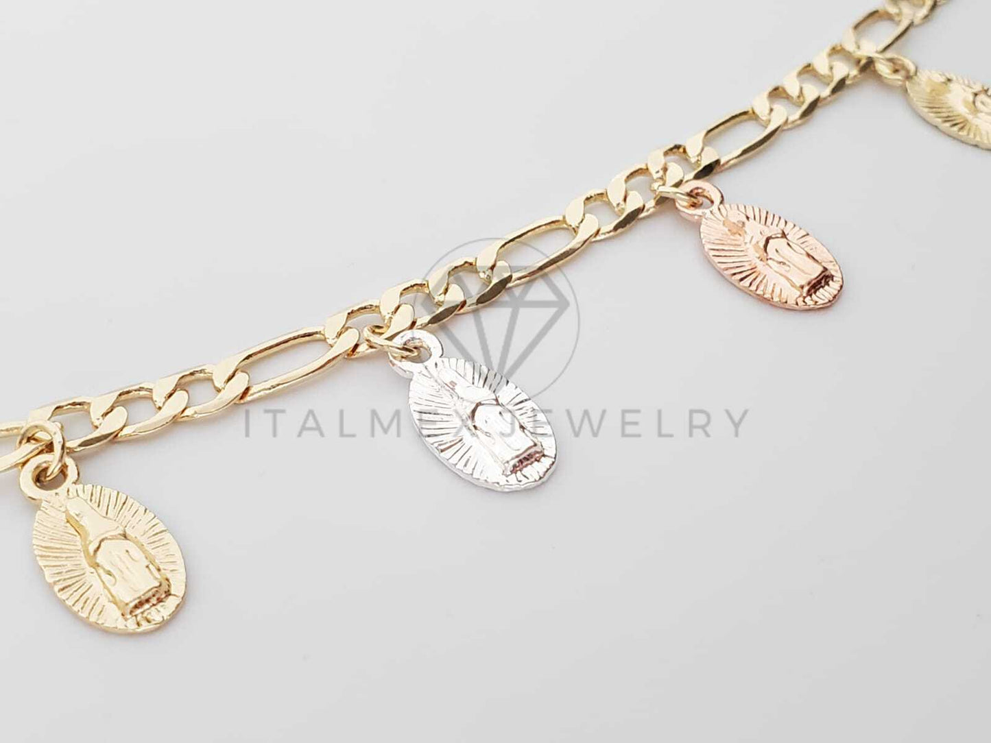 Pulsera Elegante - 100158 - Diseño de Virgen 3 Colores Oro Laminado 18K