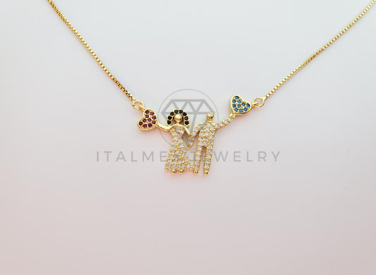 Collar Elegante - 101300 - Collar Marido y Mujer CZ Colores Oro Laminado 18K