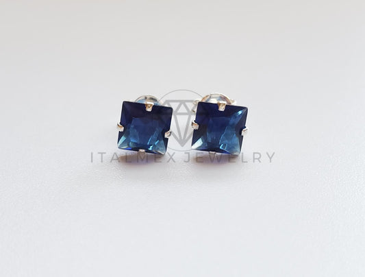 Broquel de Lujo - 101680 - CZ Cuadrada 6mm CZ Azul Plata .925