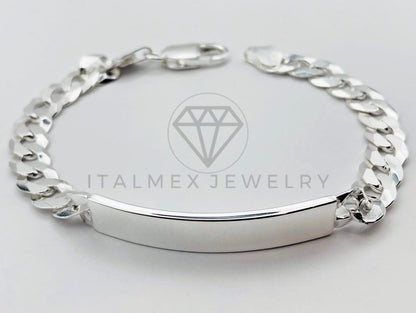 Esclava Cubana Placa Lisa 8mm Plata .925