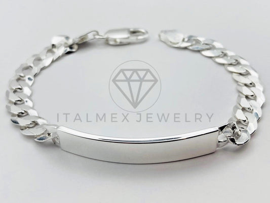 Esclava Cubana Placa Lisa 8mm Plata .925